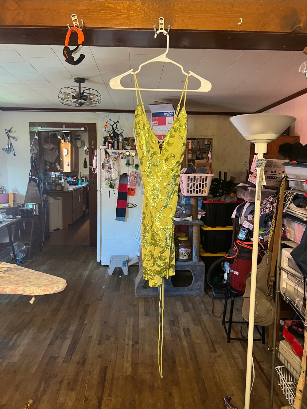 AKIRA Yellow Sequin Mini Dress